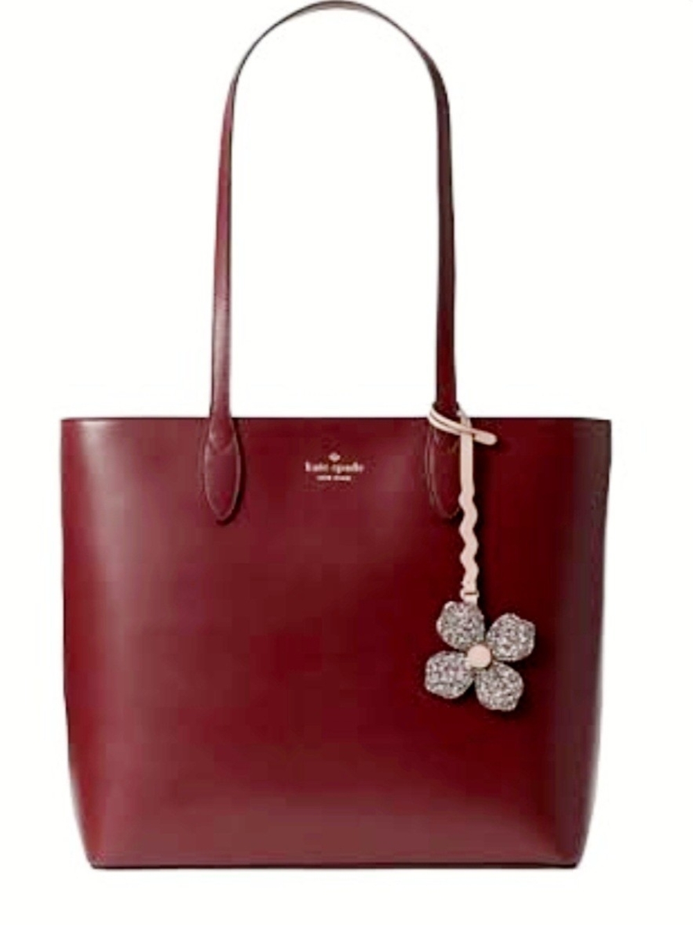 kate spade Maroon Leather Floral Charm Tote